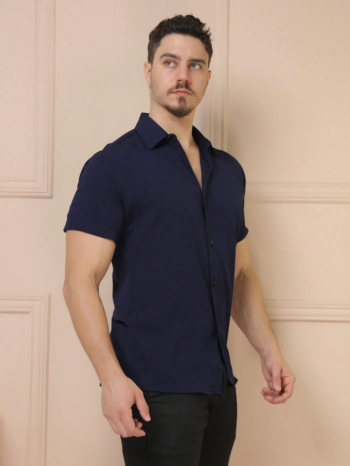 Camisa Social Masculina Manga Curta