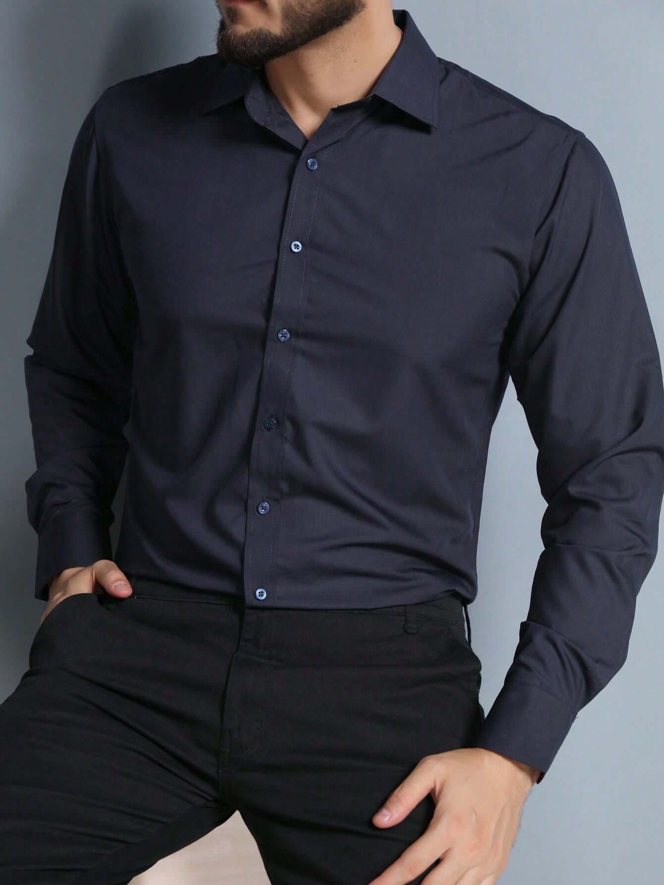 Camisa Social Masculina Manga Longa Slim