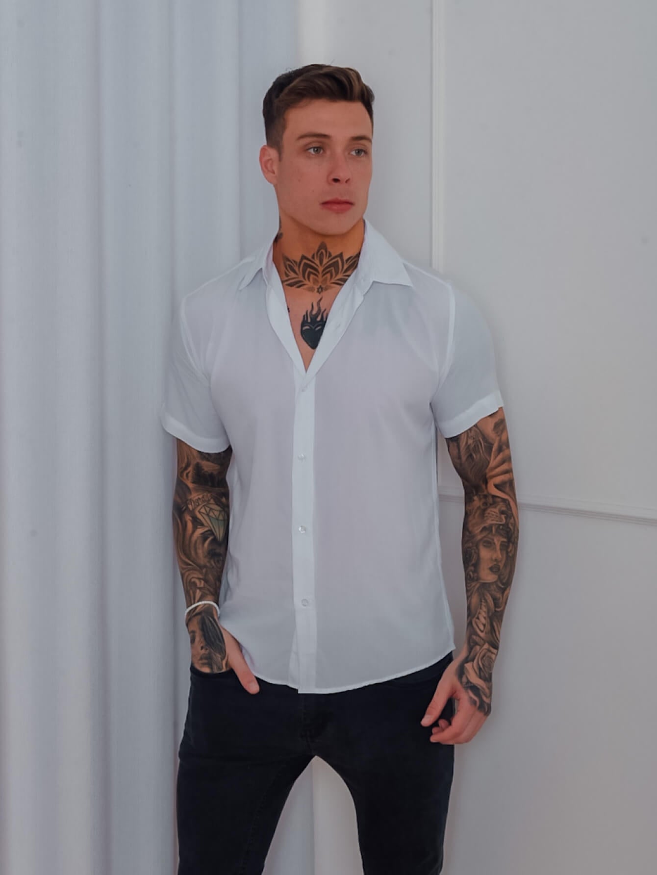 Camisa Social Masculina Manga Curta