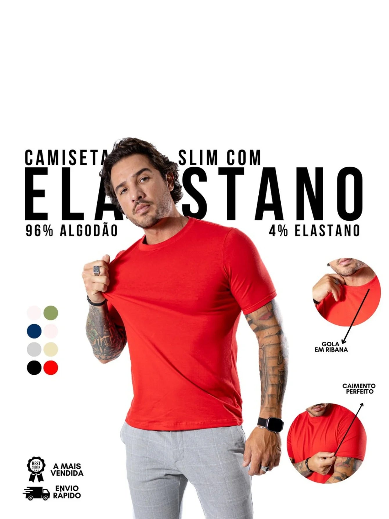 Camiseta Básica Masculina com Malha Peruana Premium