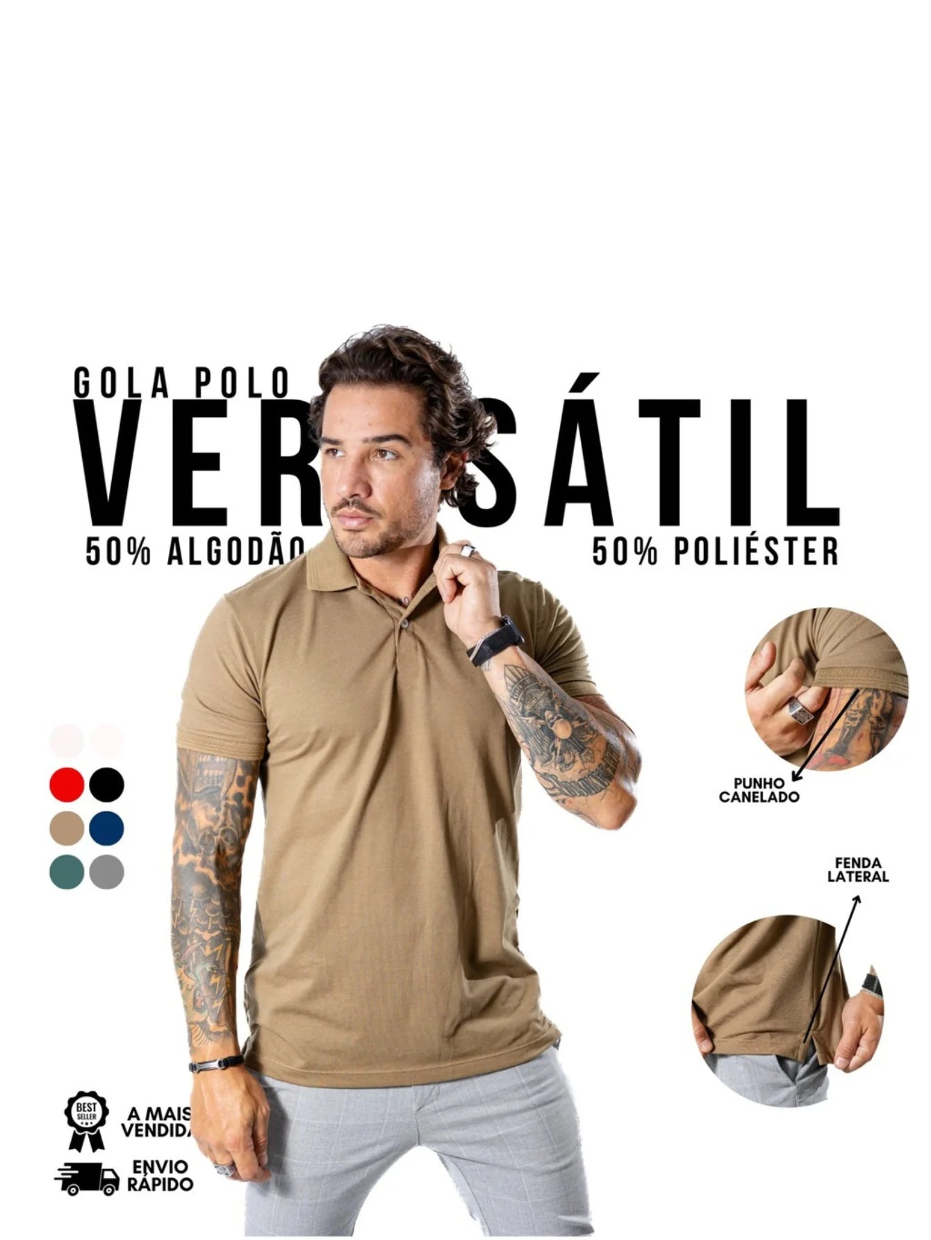 Camisa Polo Masculina Premium Piquet Duplo