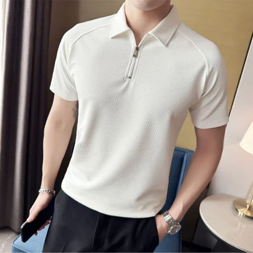 Camisa Polo Masculina Lisa Com Zíper