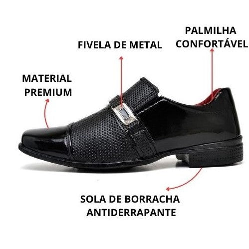 Sapato Social Verniz de Fivela [Compre 1 Leve 2]